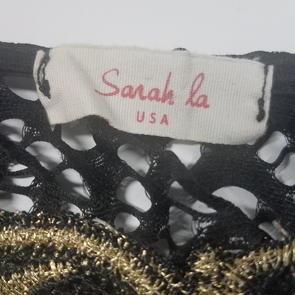 Black Lace w/ Gold Sheer Mesh Shirt - Picture 6 of 6